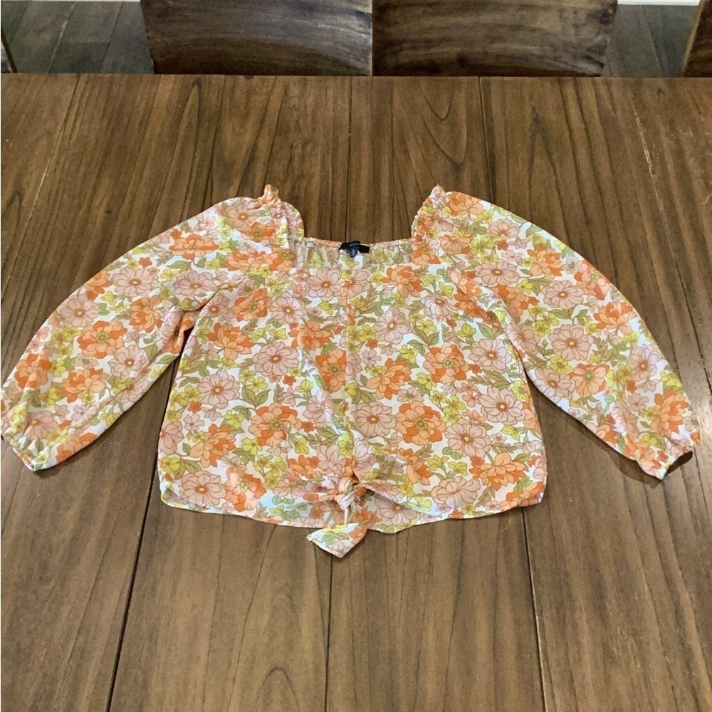 Eclair Women Multi Color Floral Printed Long Sleeve Blouse Size S